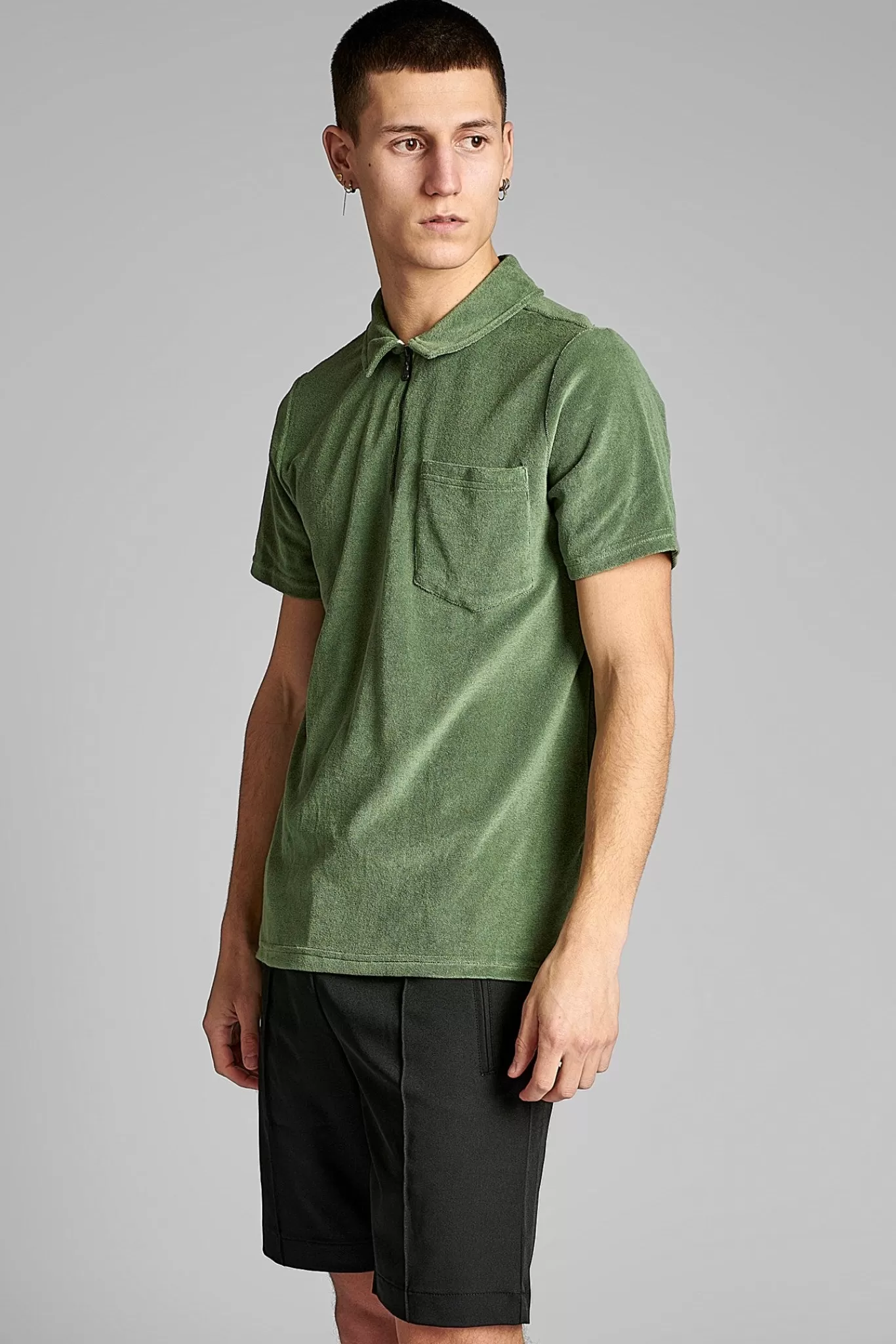 Anerkjendt Tees<Akbob Ss Zip Polo - Vineyard Green