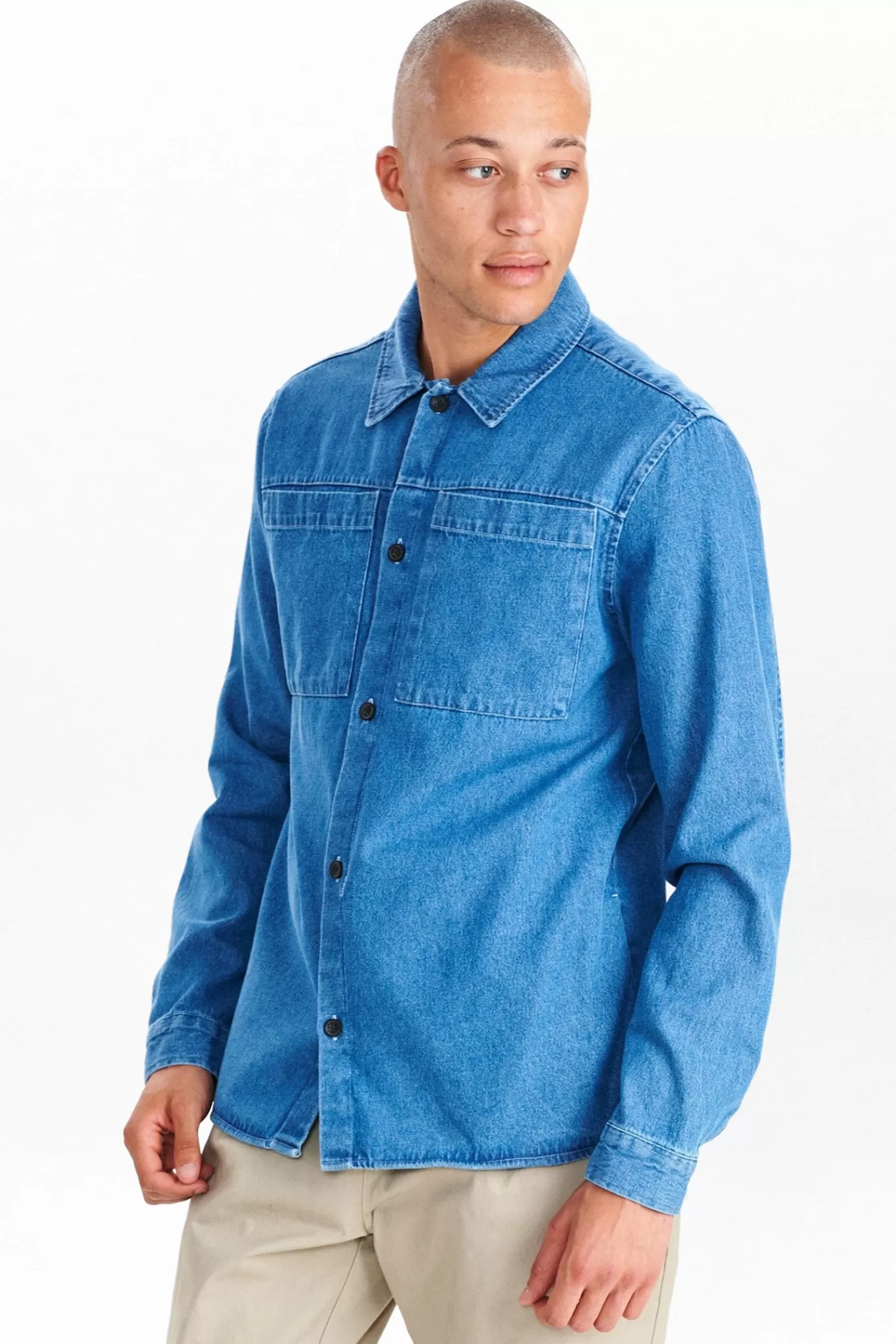 Anerkjendt Overshirts<Akherbert Denim Overshirt - Medium Blue Denim