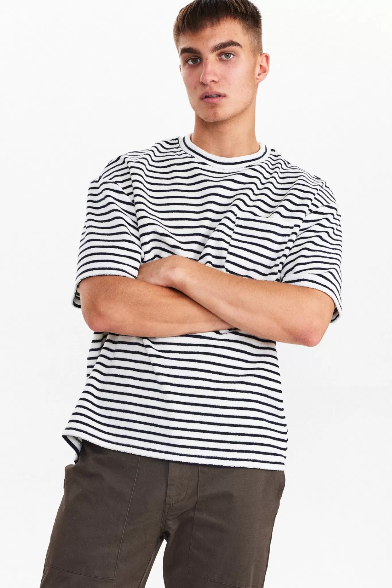 Anerkjendt Tees<Akholger Frotte Stripe Tee - Dark Navy