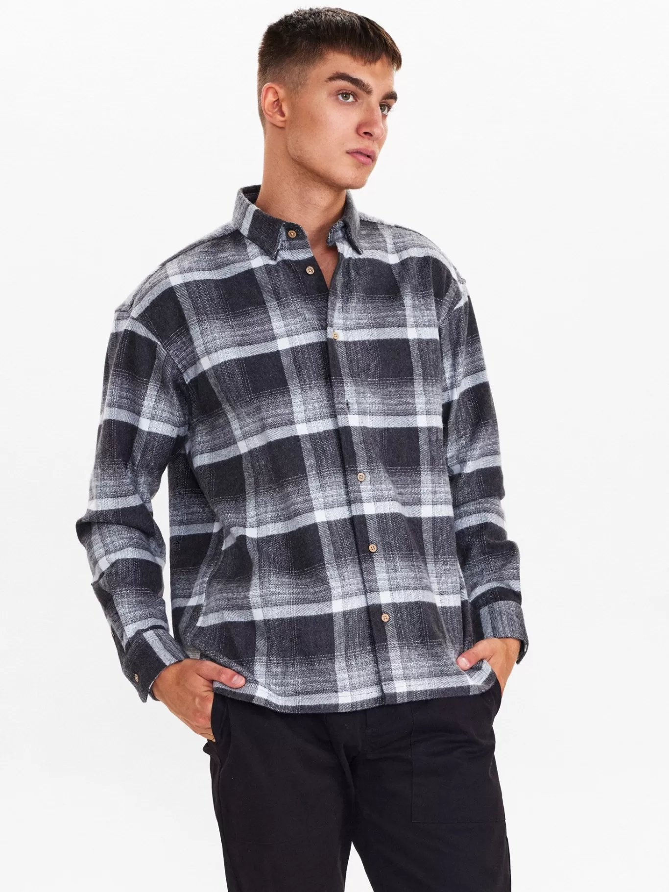 Anerkjendt Shirts<Akkarsten Checked Overshirt - Dark Grey Mel