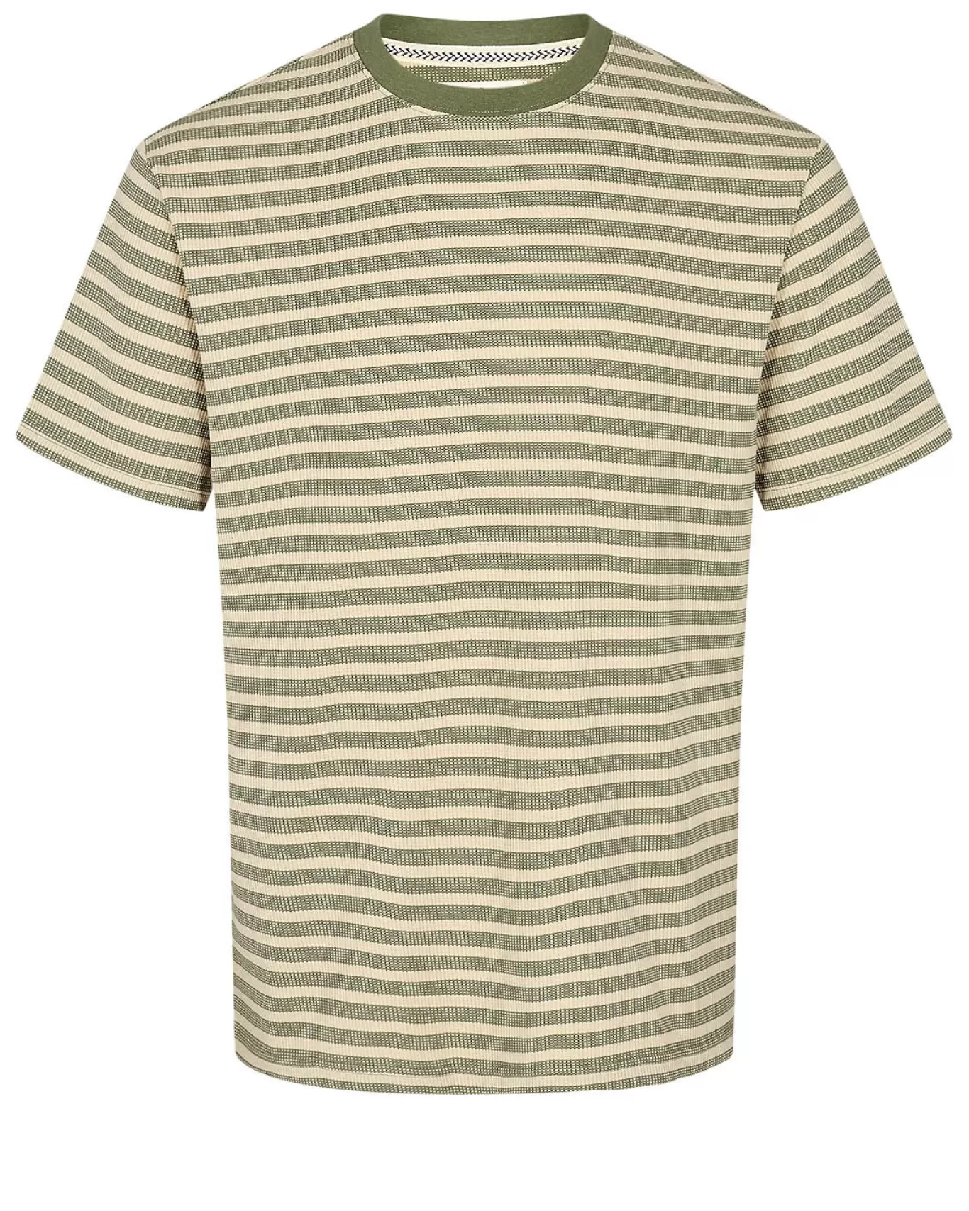 Anerkjendt Tees<Akkikki S/S Stripe Waffle - Olivine