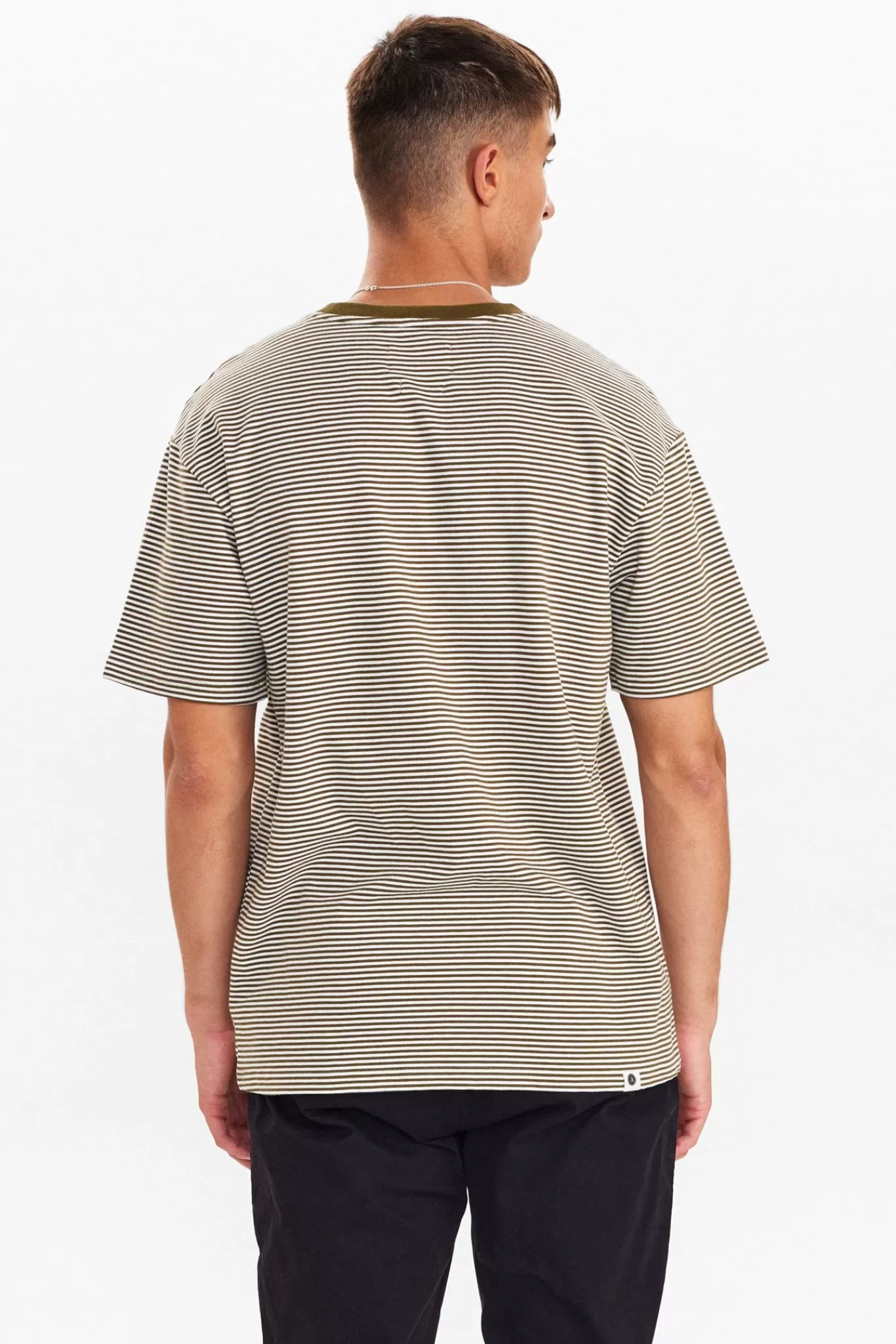 Anerkjendt Tees<Akkikki Stribe Cotton Tee - Dark Olive