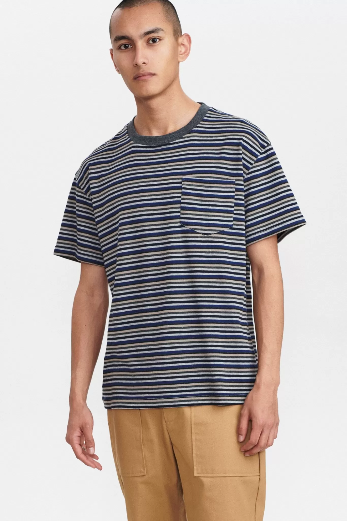 Anerkjendt Tees<Akkikki Stripe T Shirt - Sky Captain