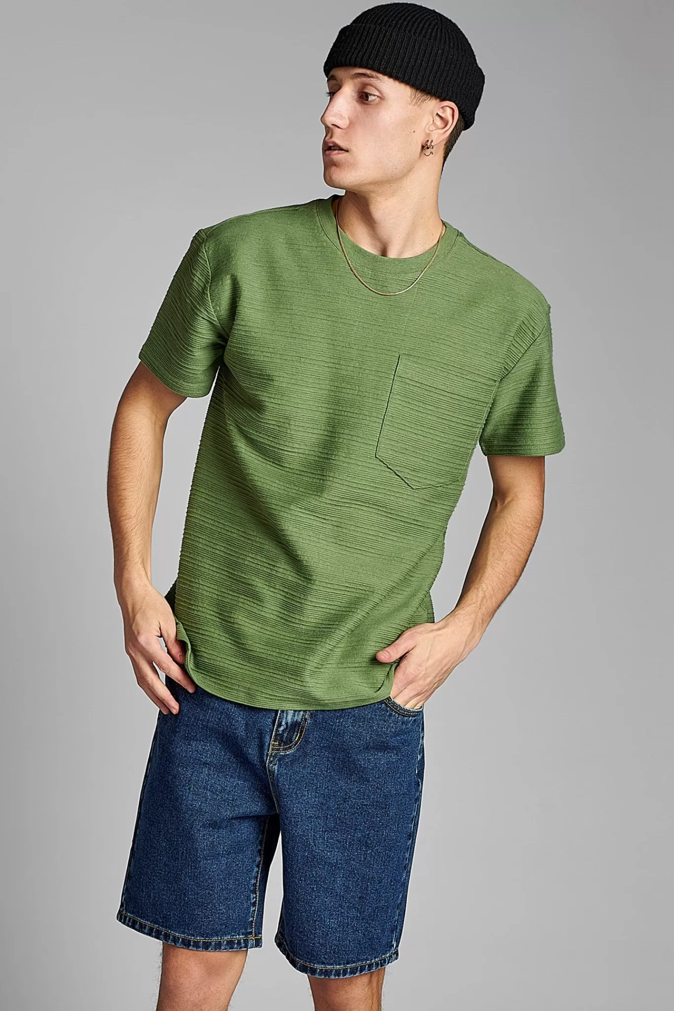 Anerkjendt Tees<Akkikki Struc Stripe - Vineyard Green