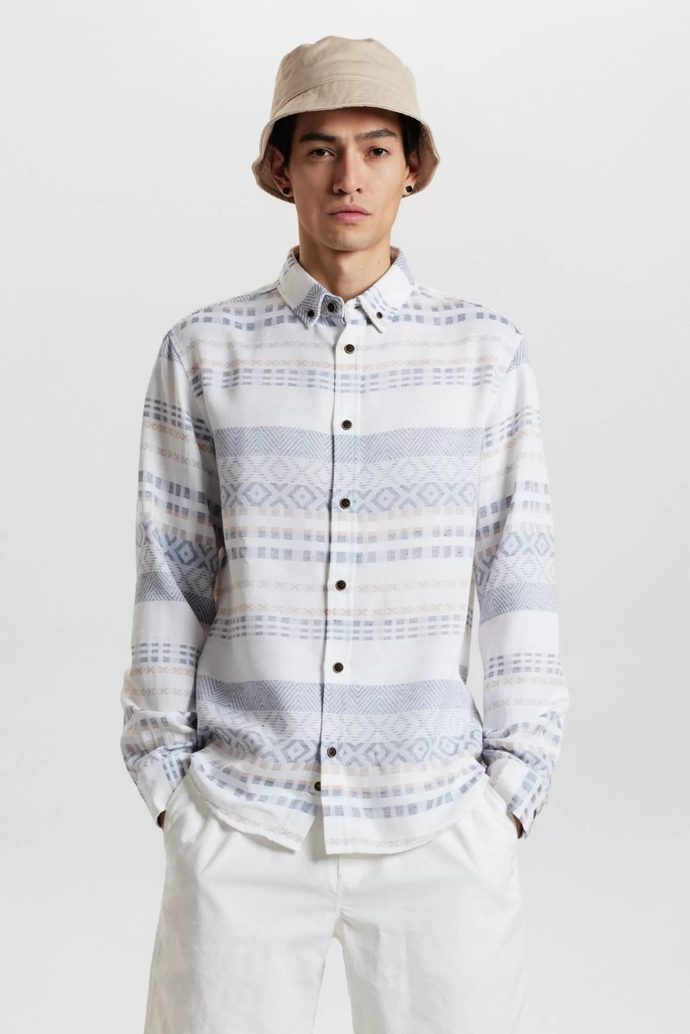 Anerkjendt Shirts<Akkonrad L/S Jacquard Shirt - Tofu