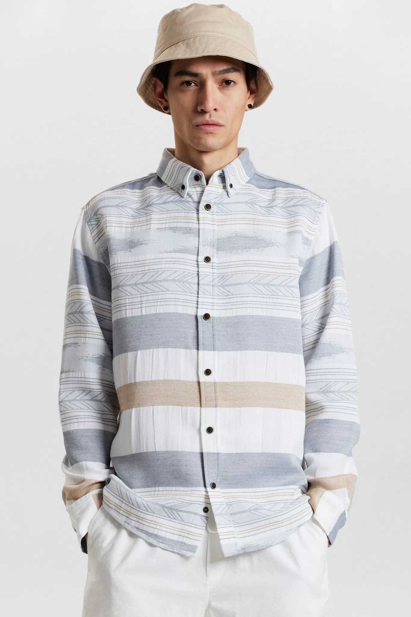 Anerkjendt Shirts<Akkonrad L/S Jacquard Shirt - Wood Thrush