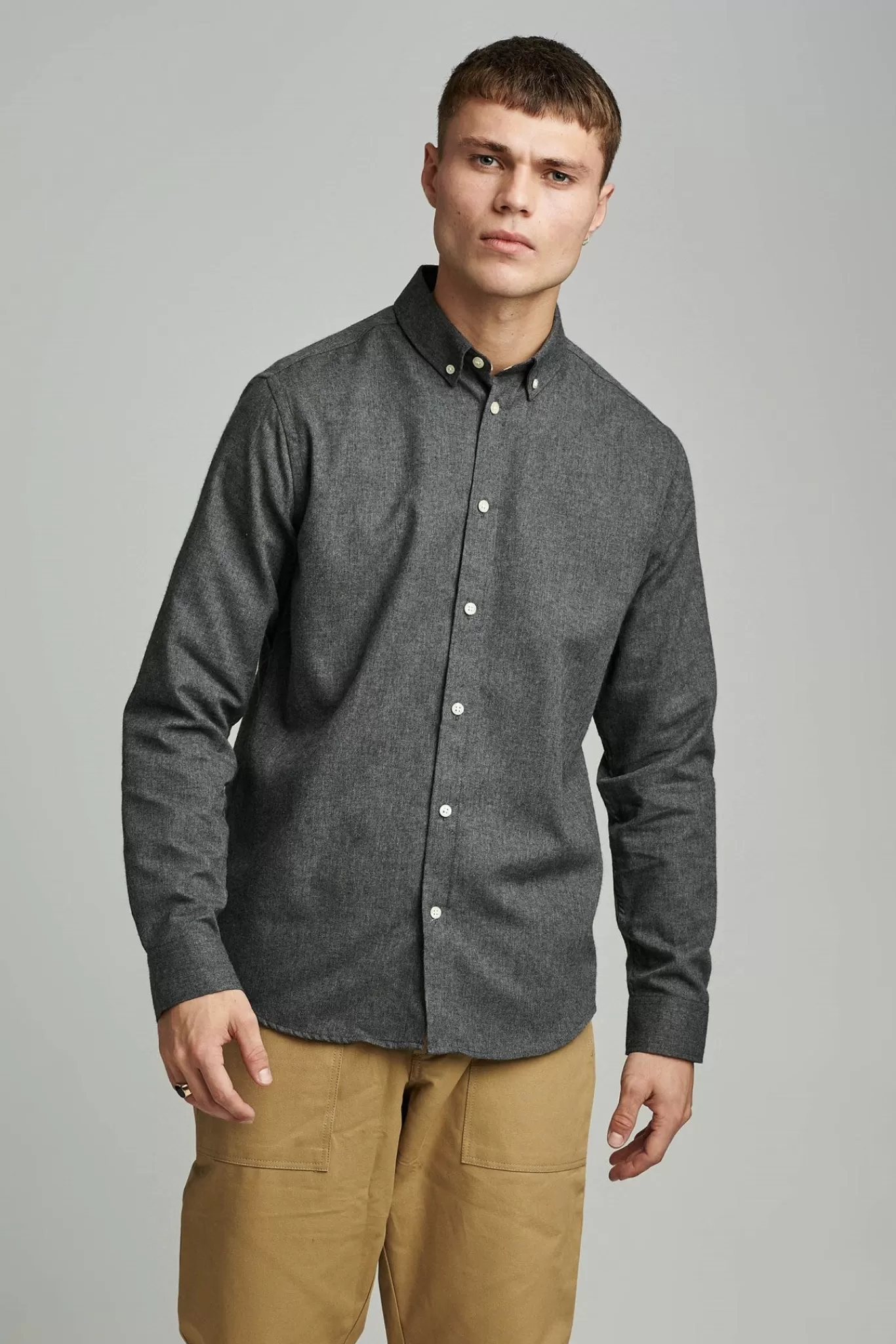 Anerkjendt Shirts<Akkonrad Melange Shirt - Granit Grey Mel