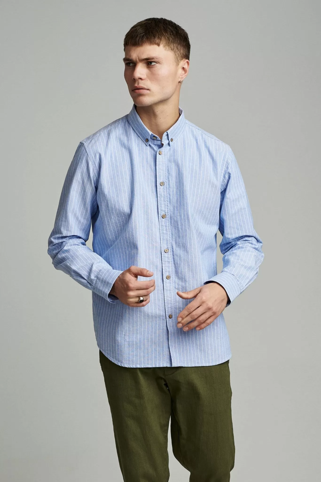 Anerkjendt Shirts<Akkonrad Oxford Stripe Shirt - Sky Blue