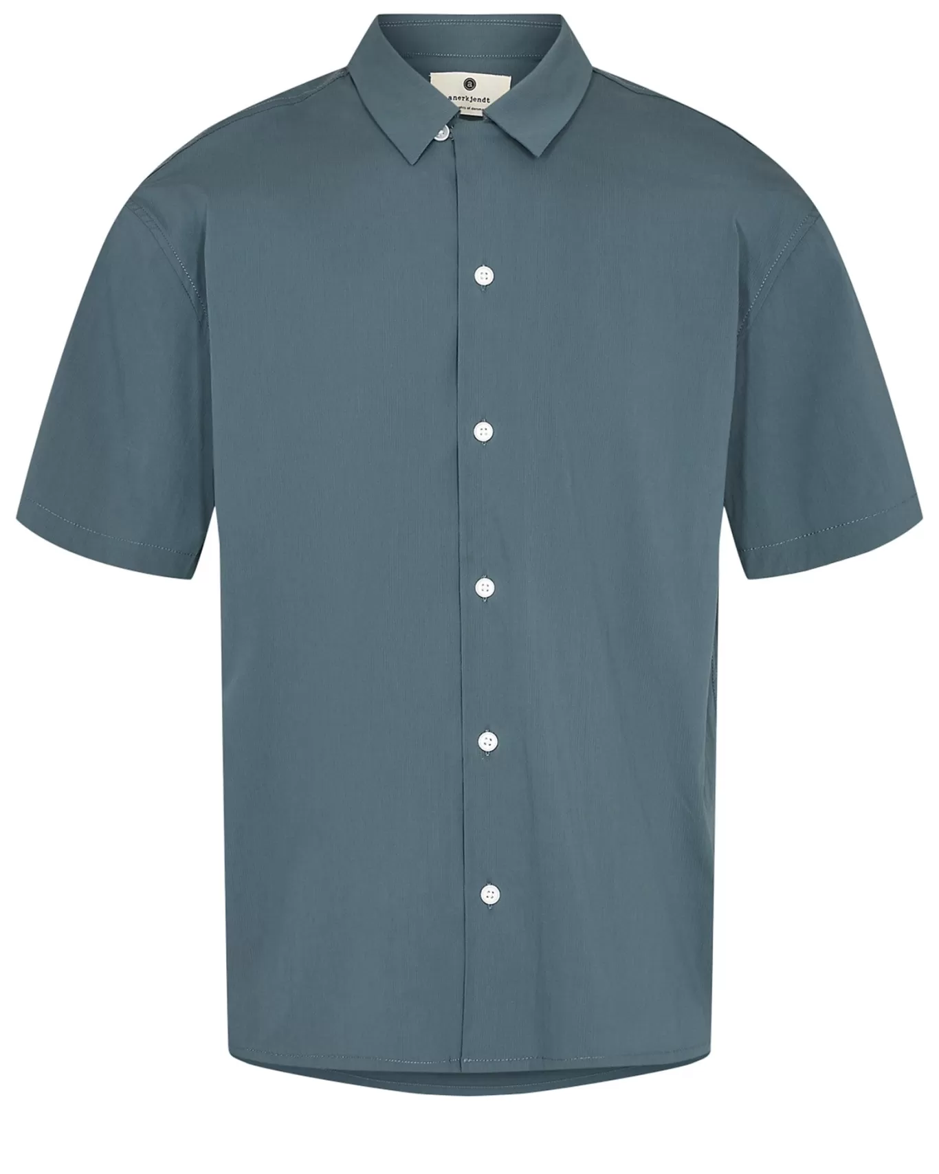 Anerkjendt Shirts<Akkurt S/S Placket Detail - Indian Teal