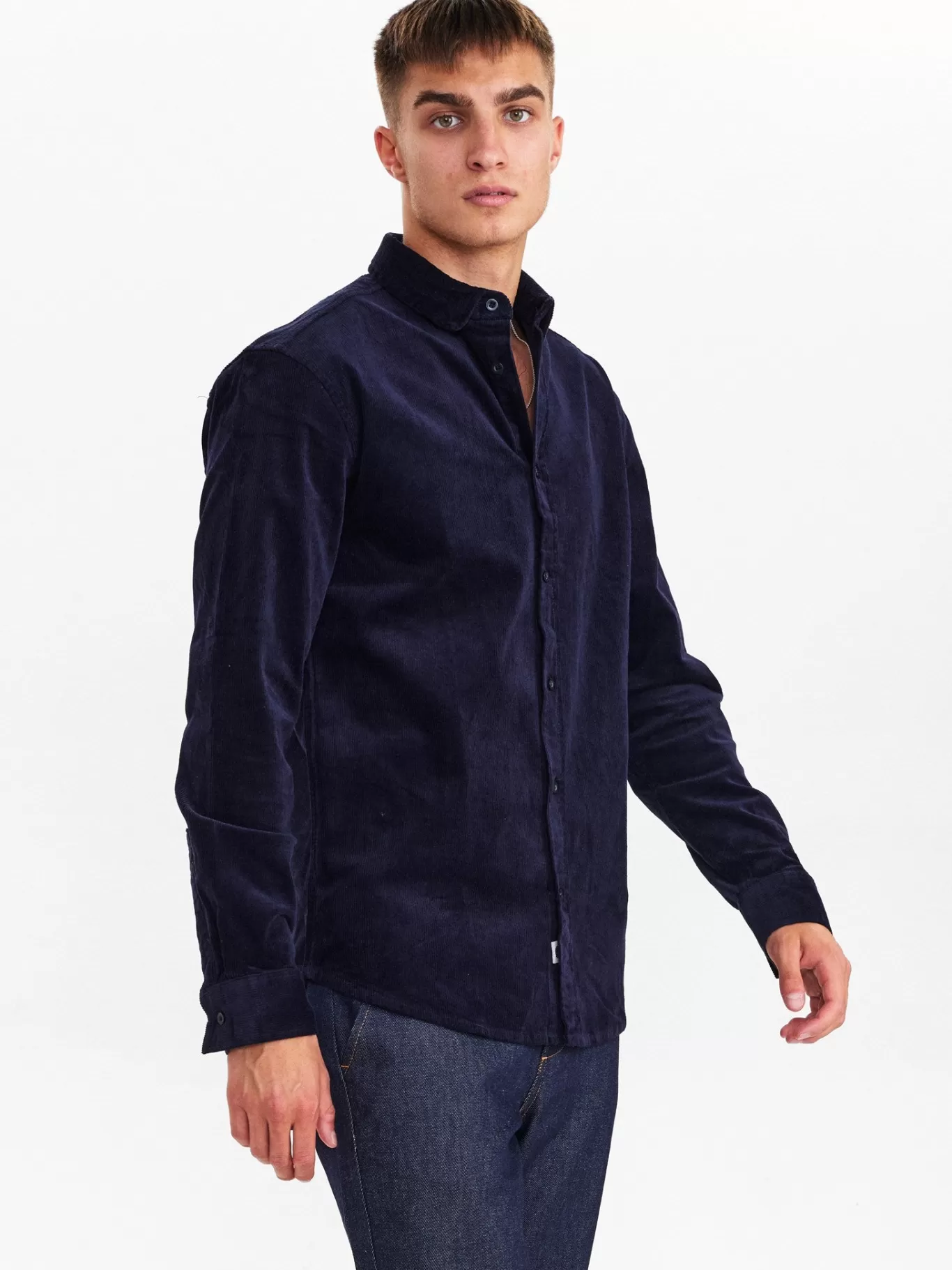 Anerkjendt Shirts<Akleif Corduroy Shirt - Dark Navy