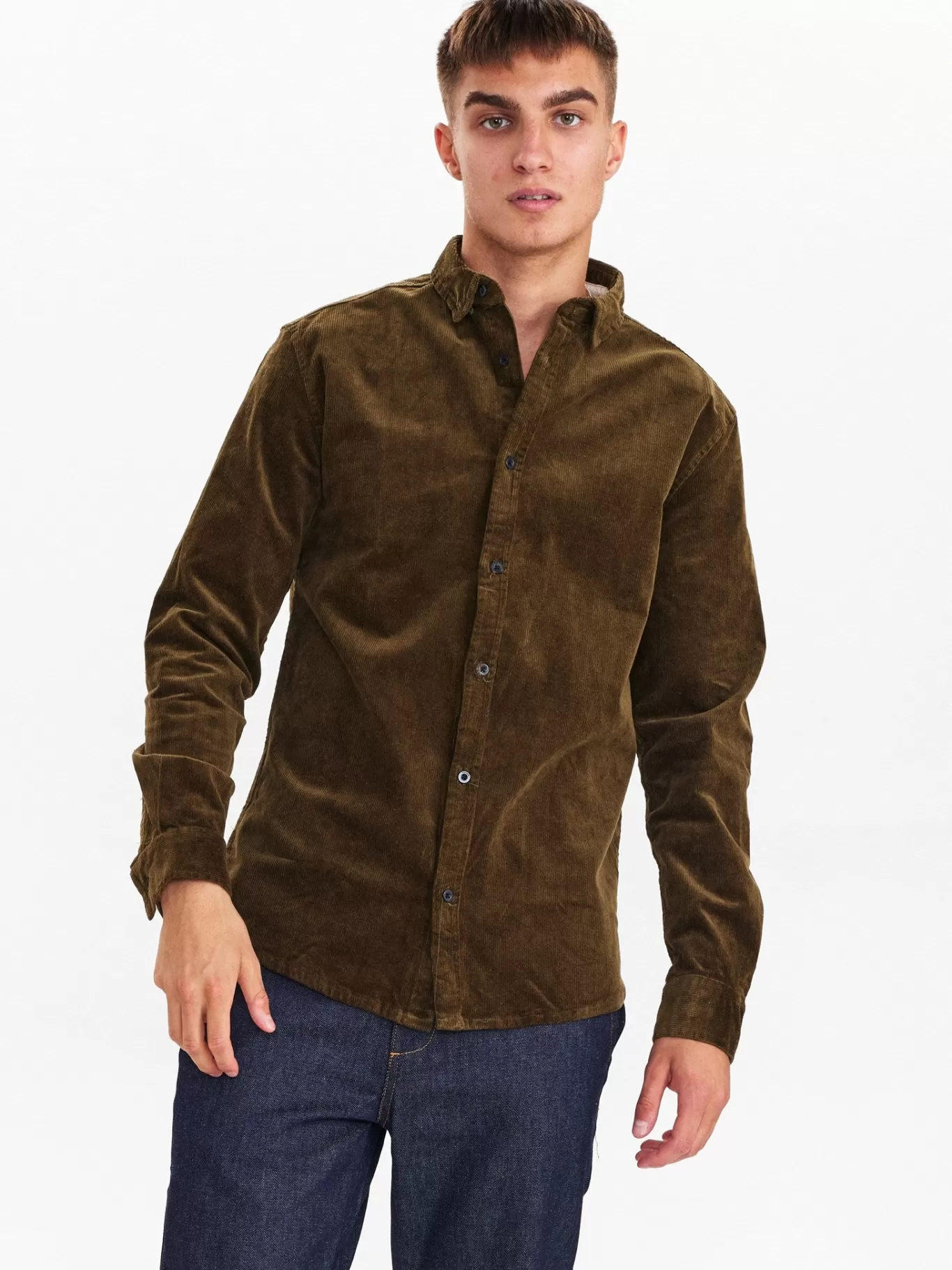 Anerkjendt Shirts<Akleif Corduroy Shirt - Dark Olive