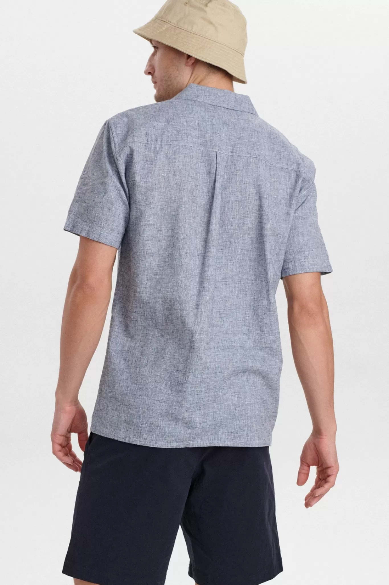 Anerkjendt Shirts<Akleo Fil A Fil Linen Shirt - Dark Navy