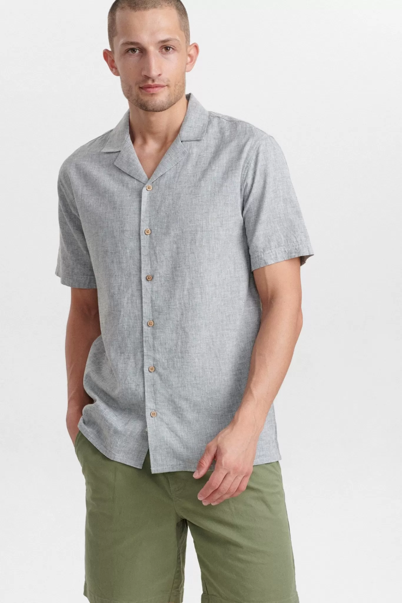 Anerkjendt Shirts<Akleo Fil A Fil Linen Shirt - Olivine