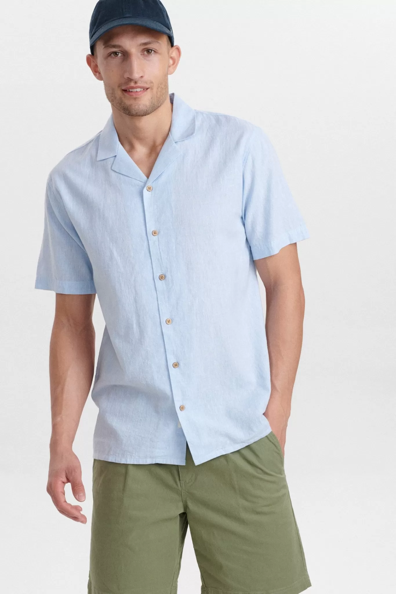 Anerkjendt Shirts<Akleo Fil A Fil Linen Shirt - Sky Blue