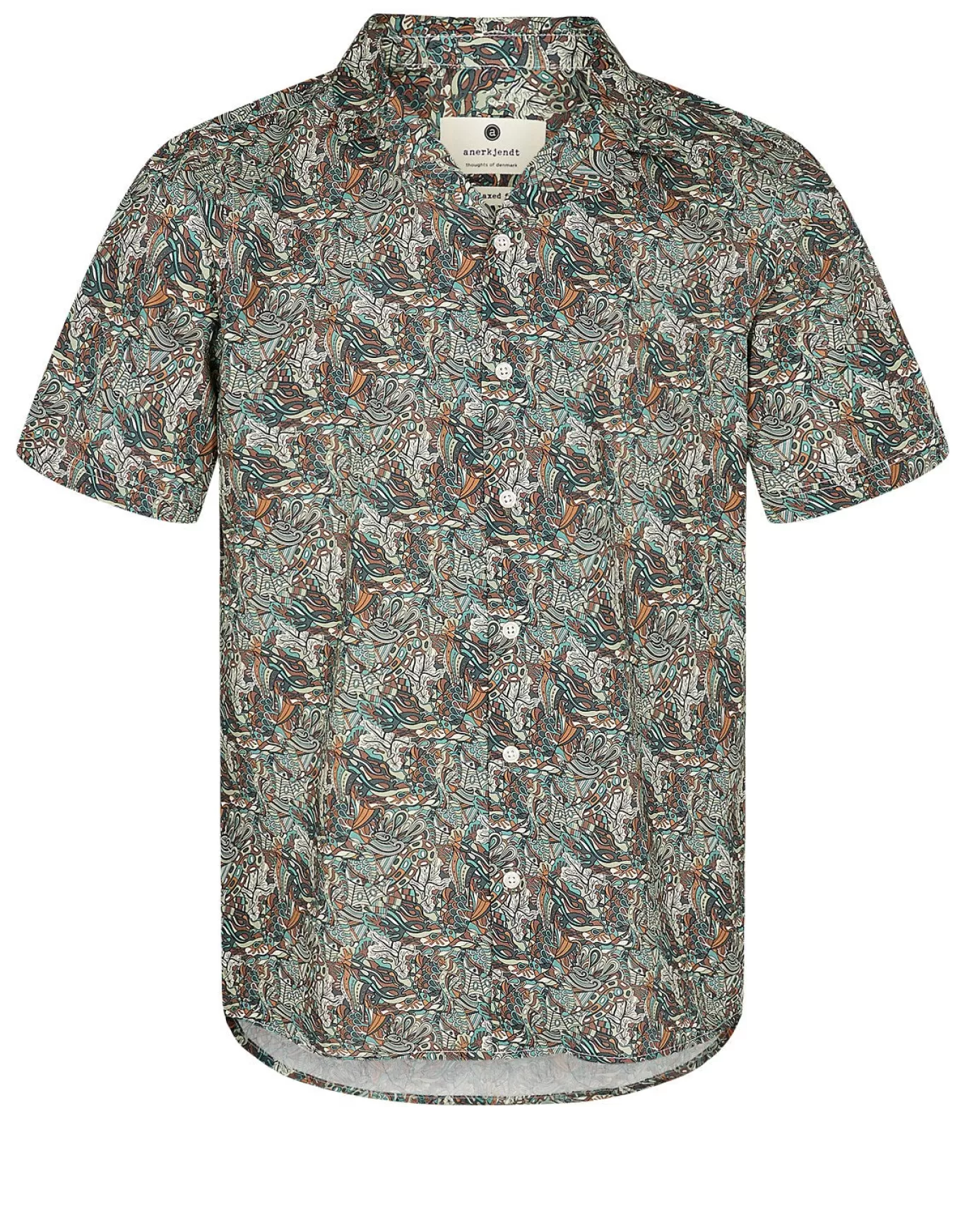 Anerkjendt Shirts<Akleo S/S Poplin Aop-Gots - Chocolate Brown