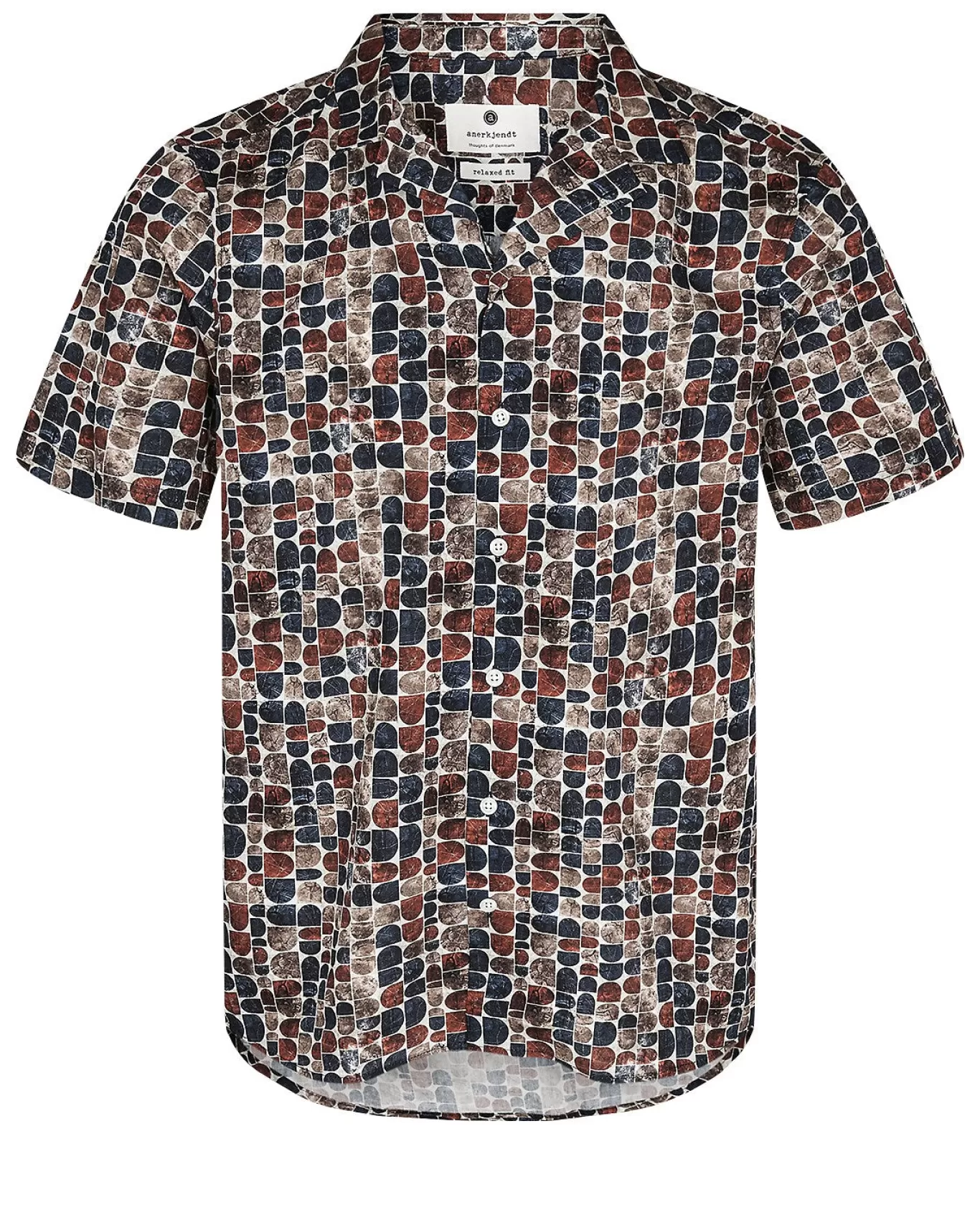 Anerkjendt Shirts<Akleo S/S Poplin Aop-Gots - Dark Navy