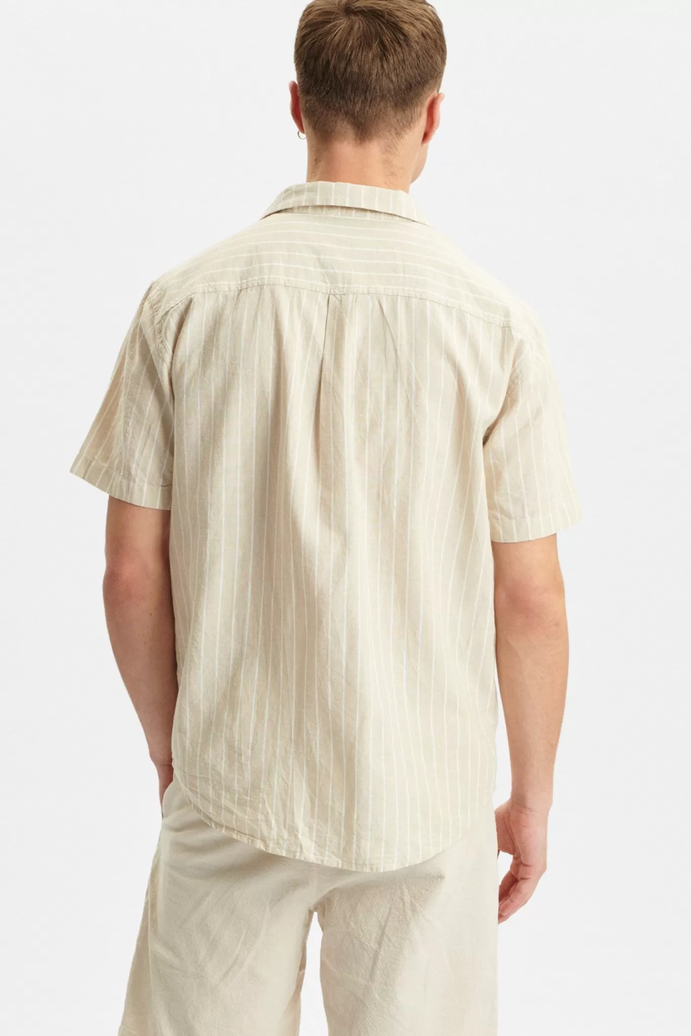 Anerkjendt Shirts<Akleo Stripe Cotton Linen Shirt - Brown Rice