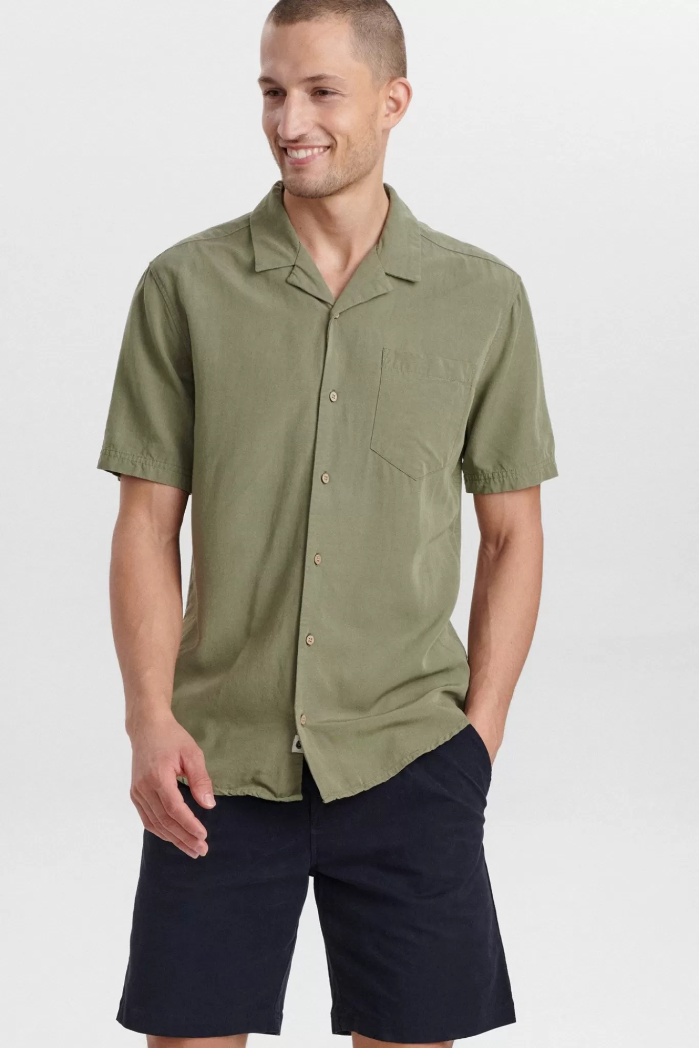 Anerkjendt Shirts<Akleo Tencel Mix Ss Shirt - Olivine