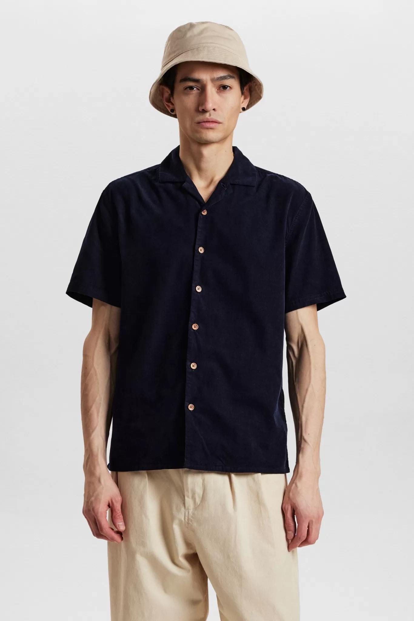 Anerkjendt Shirts<Akleon S/S Baby Cord - Dark Navy