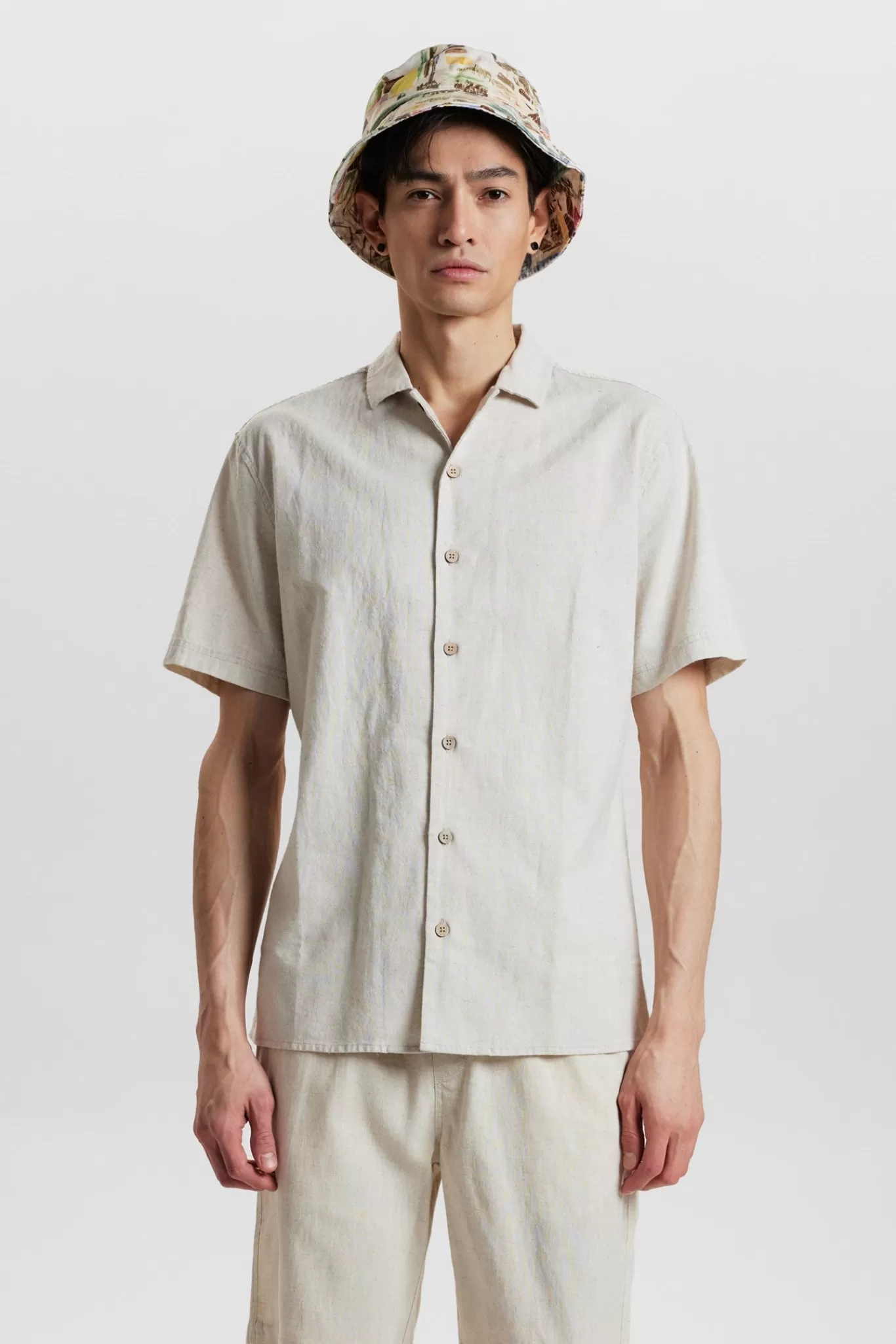 Anerkjendt Shirts<Akleon S/S Cot/Linen Shirt - Brown Rice