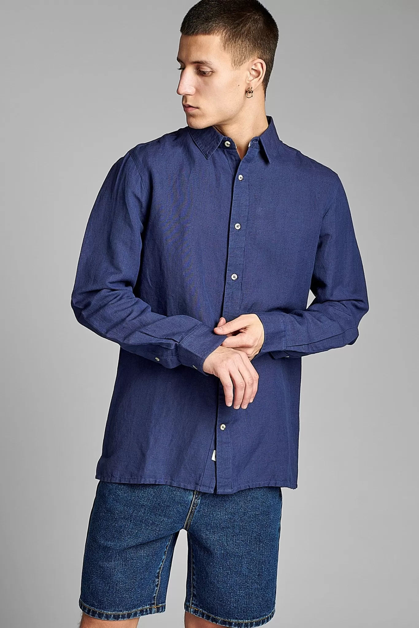 Anerkjendt Shirts<Akles Ls Cot/Linen - Indigo