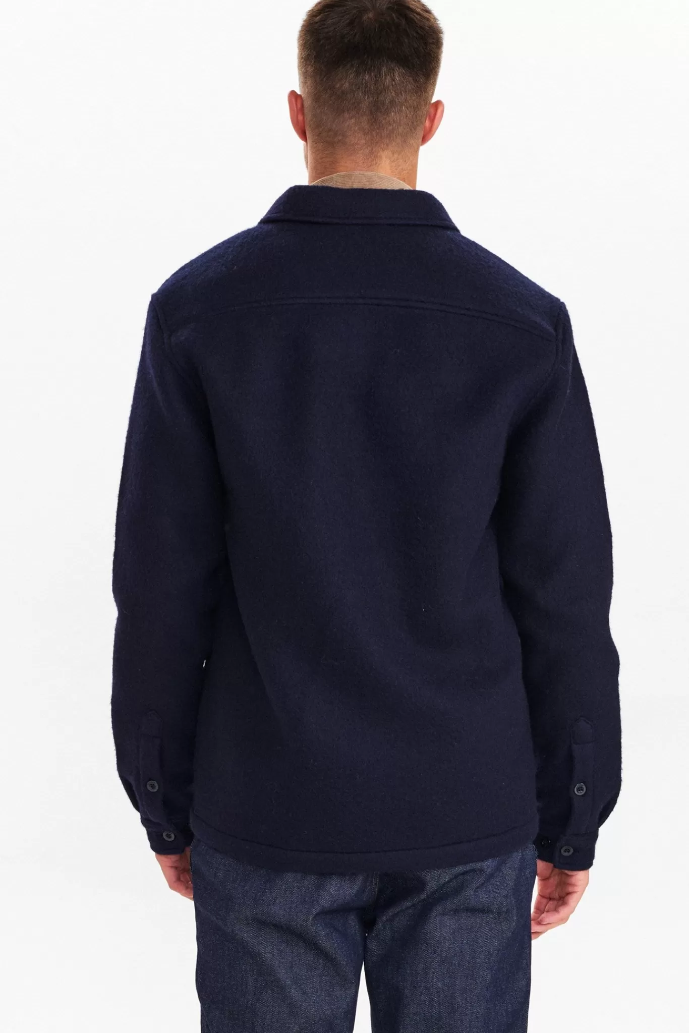 Anerkjendt Overshirts<Aklion Boiled Wool Overshirt - Dark Navy