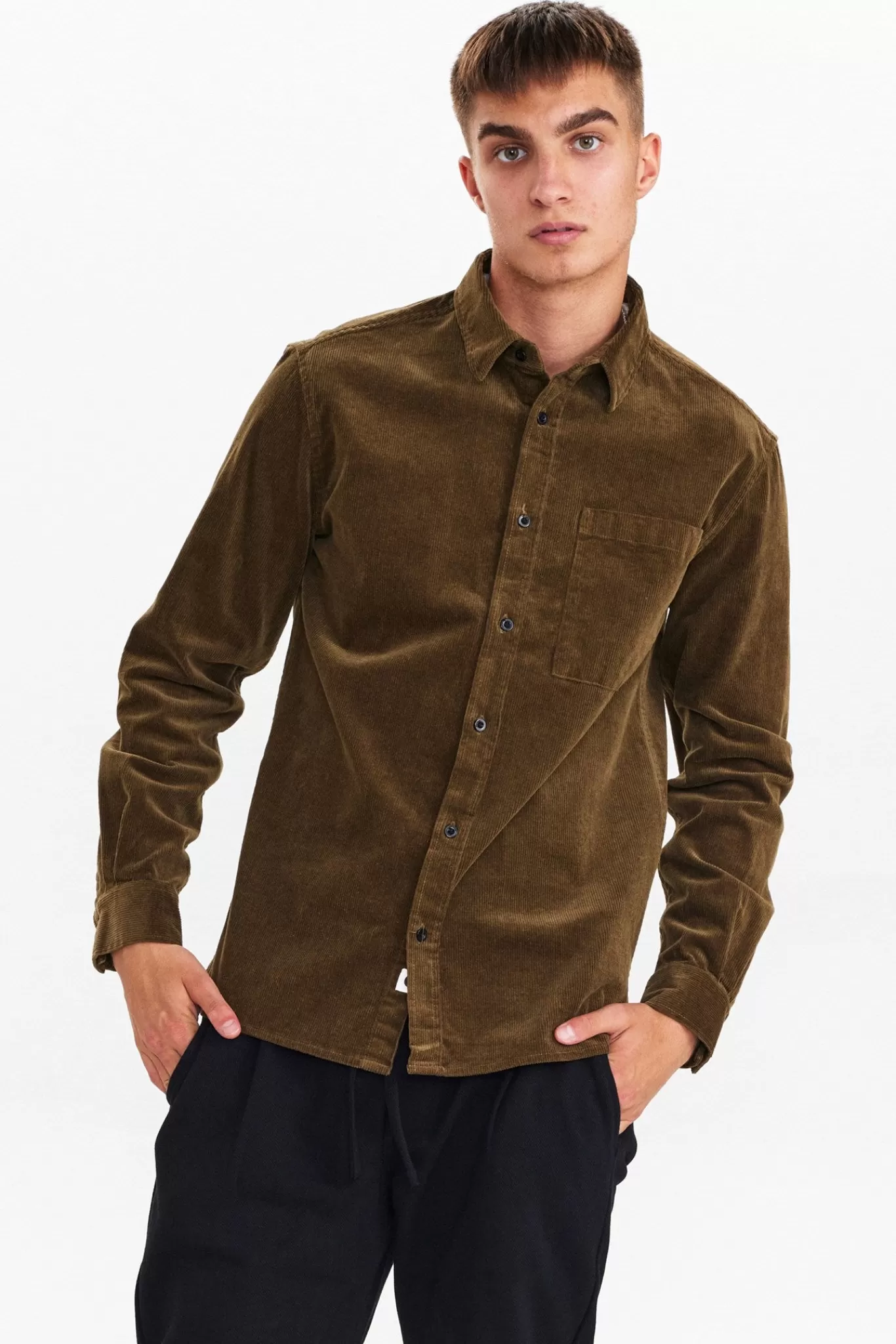 Anerkjendt Shirts<Aklouis Corduroy Shirt - Dark Olive