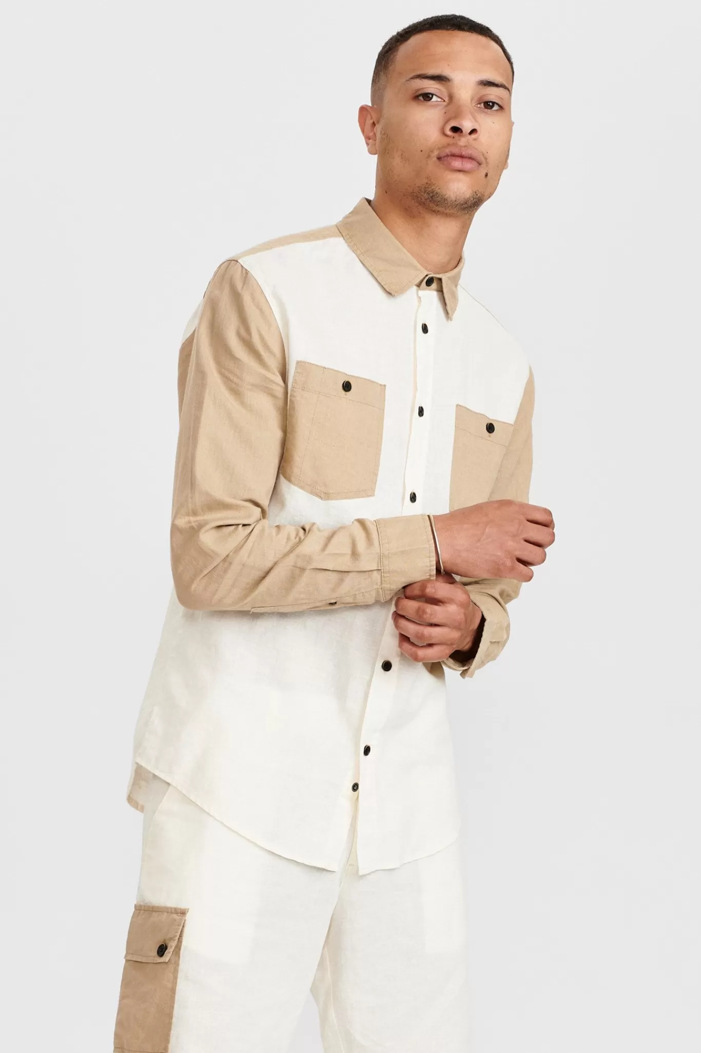 Anerkjendt Shirts<Aklouis Linen Block Shirt - Tofu