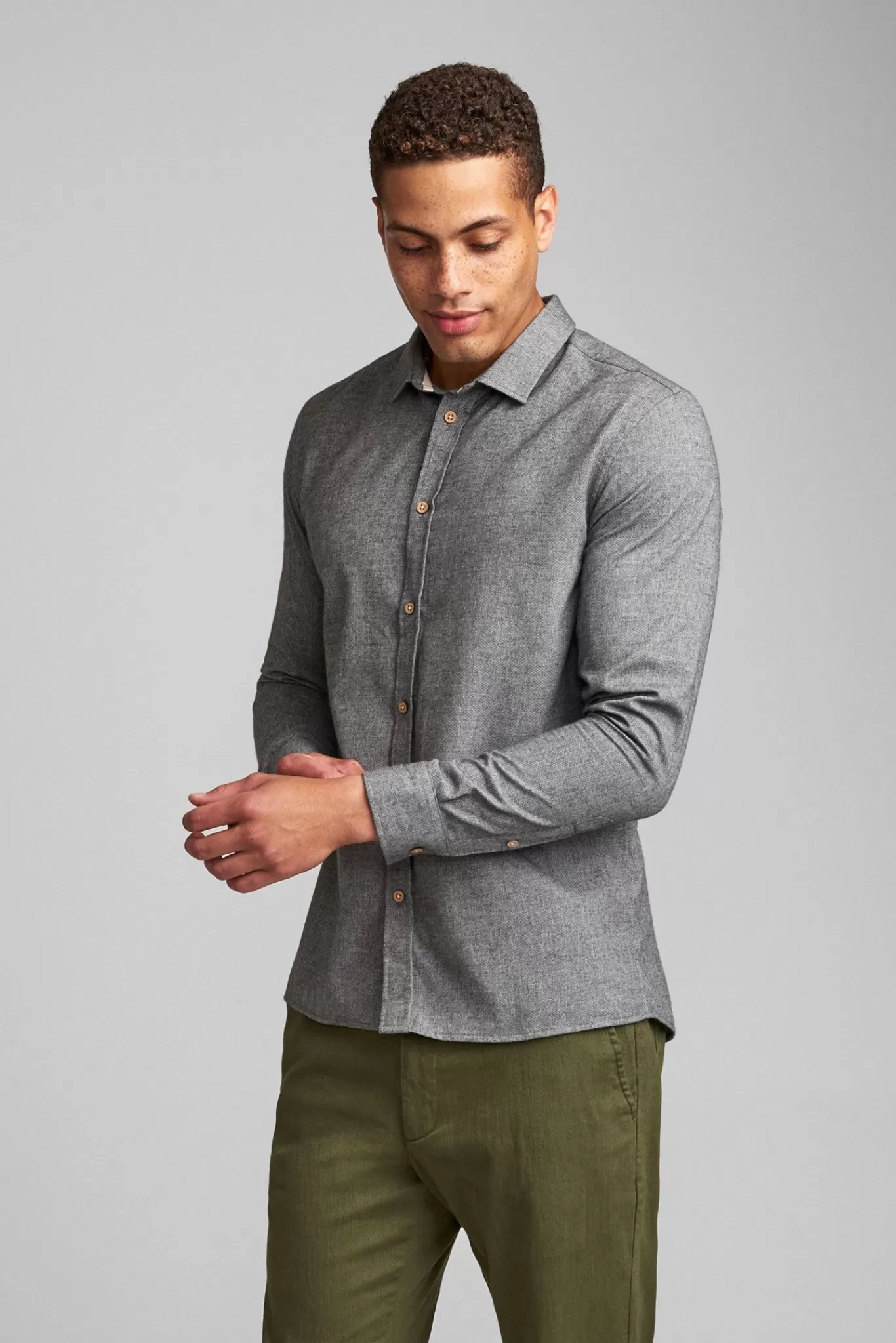 Anerkjendt Shirts<Aklouis Shirt - Granit Grey Mel