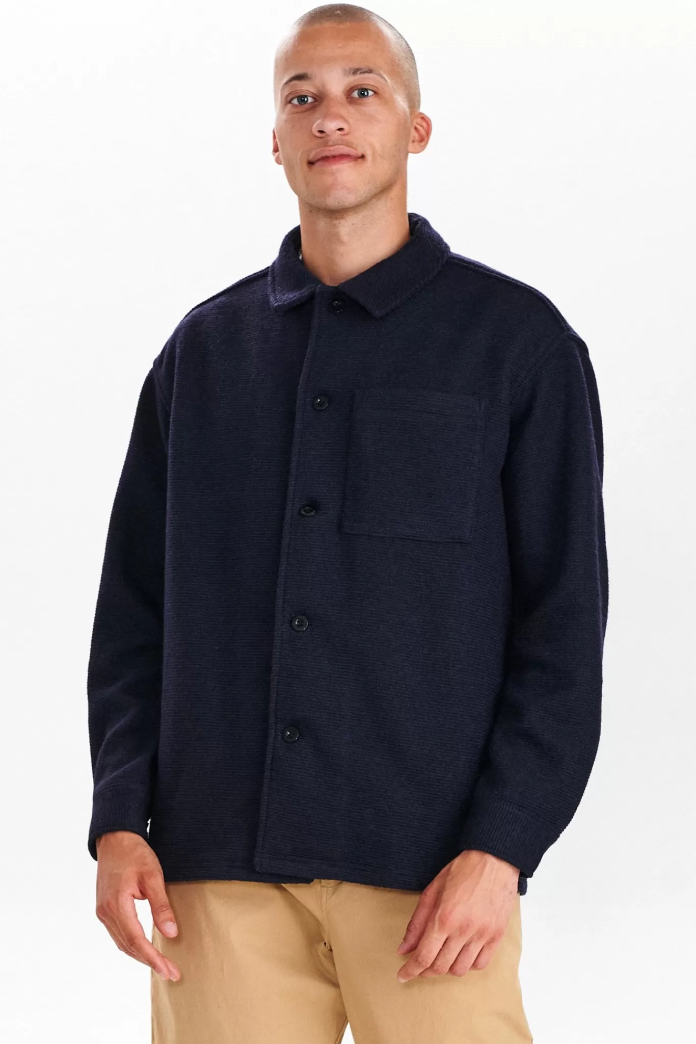 Anerkjendt Overshirts<Akoscar Os Fleece - Dark Navy