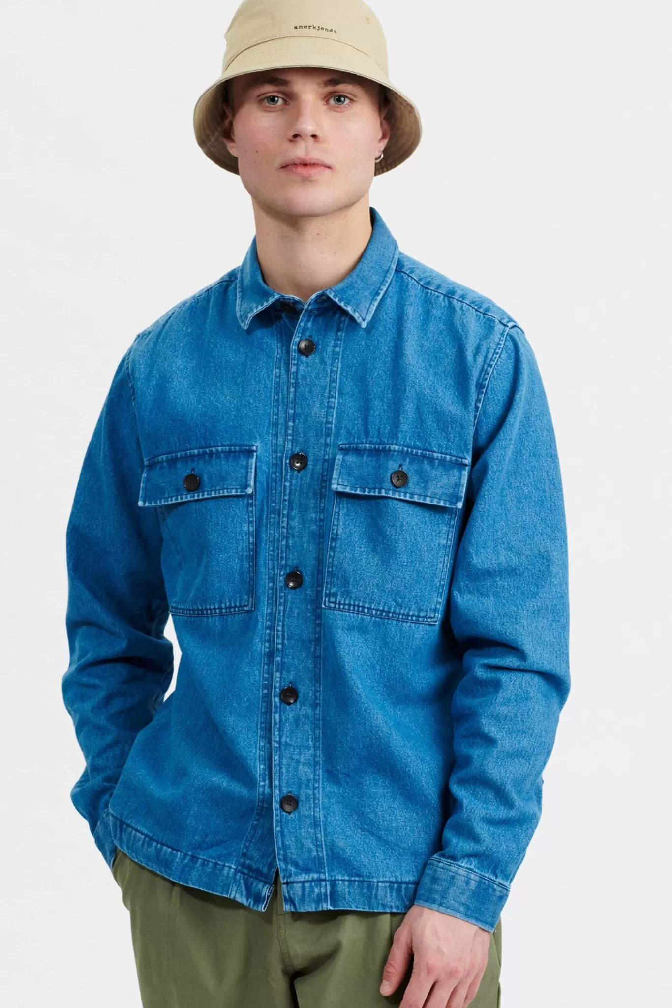 Anerkjendt Overshirts<Akoscar Washed Denim - Cornet Blue