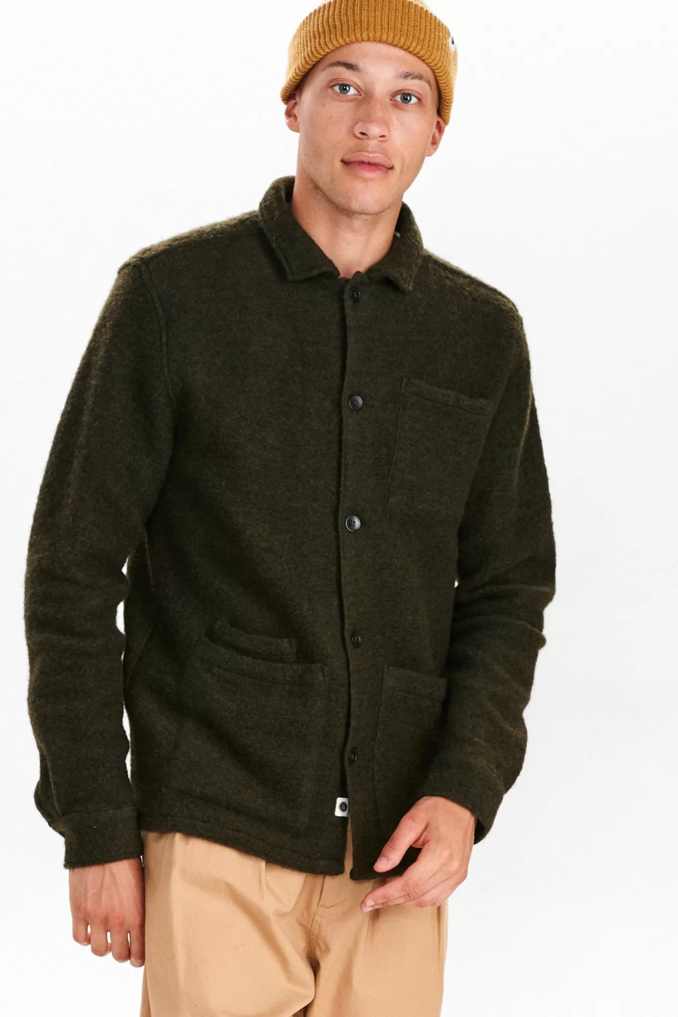 Anerkjendt Overshirts<Akoscar Wool Double Pocket Os - Dark Olive