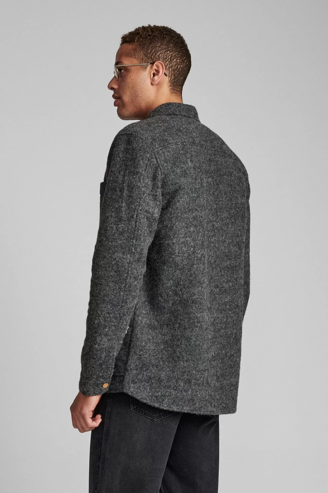 Anerkjendt Overshirts<Akotto Boild Wool Overshirt - Dark Grey Mel