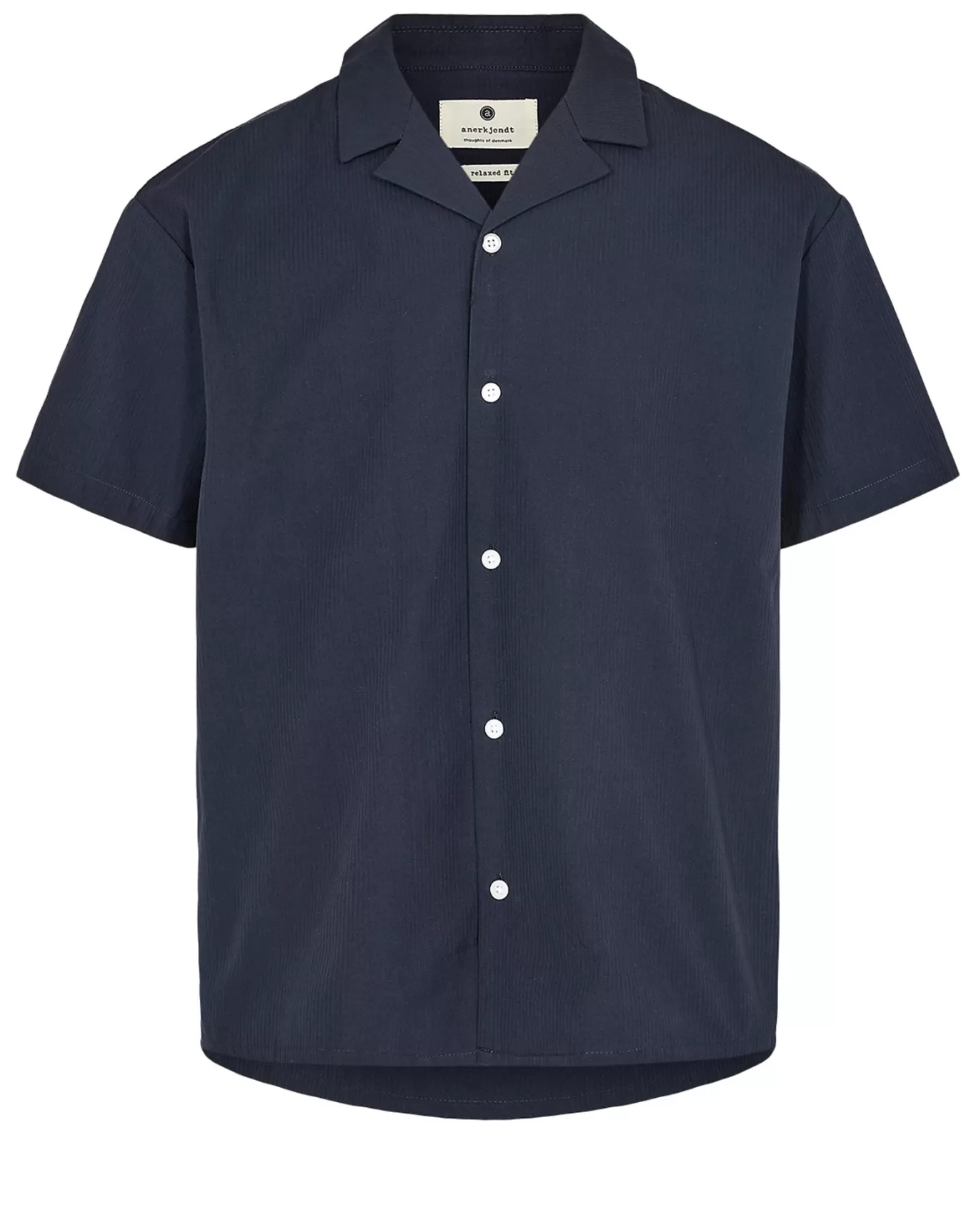 Anerkjendt Shirts<Akotto S/S Cotton Shirt - Dark Navy