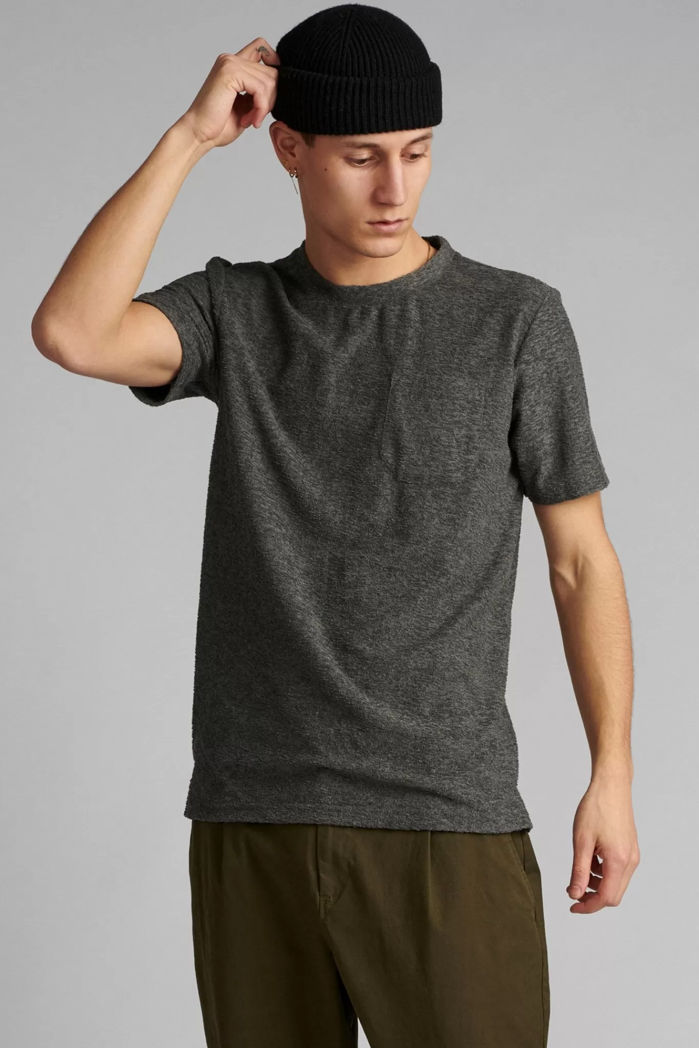 Anerkjendt Tees<Akrod Frotte T Shirt - Dark Grey Mel