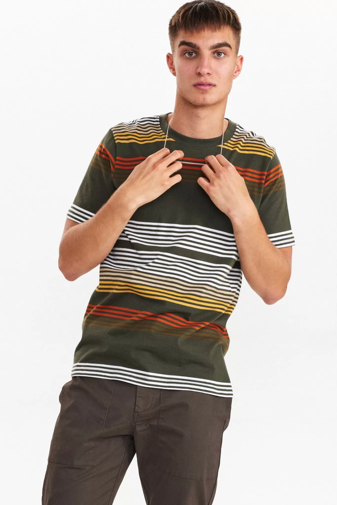 Anerkjendt Tees<Akrod Stripe Tee - Forest Night