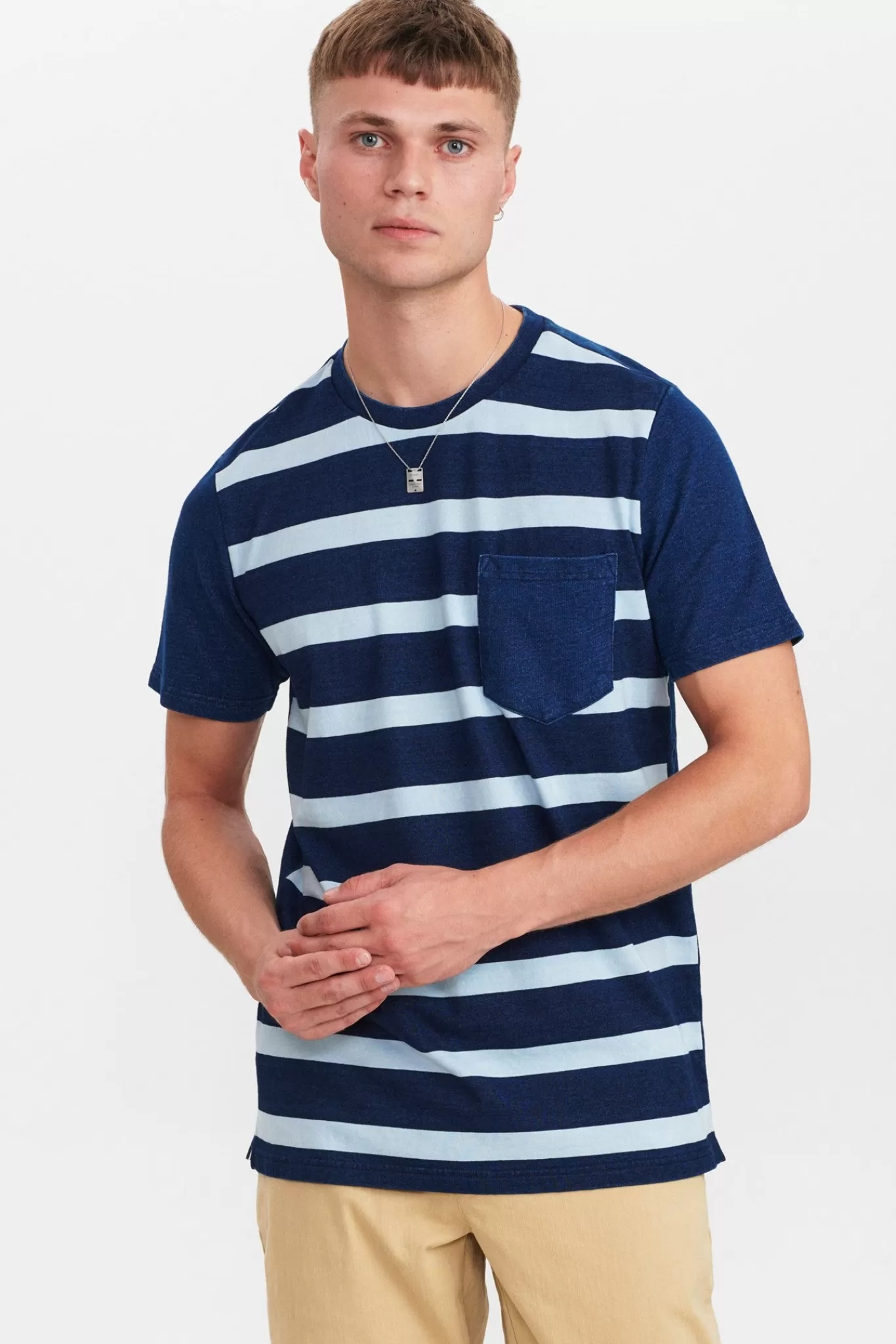 Anerkjendt Tees<Akrod Y/D Stripe T Shirt - Sky Captain