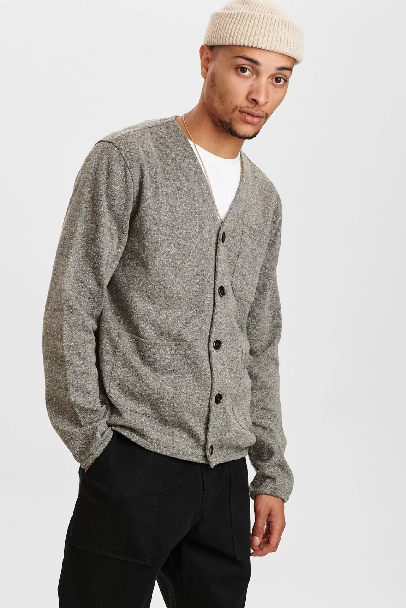 Anerkjendt Sweatshirts<Aksigurd Melange Cardigan Sweat - Granit Grey Mel