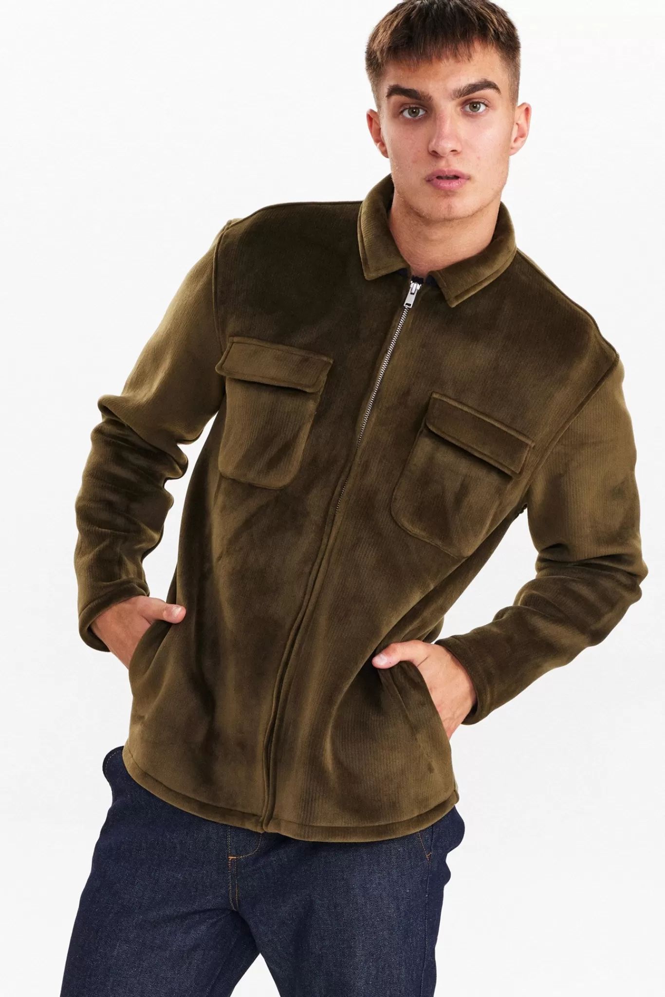 Anerkjendt Overshirts<Aksoren Velvet Overshirt - Dark Olive