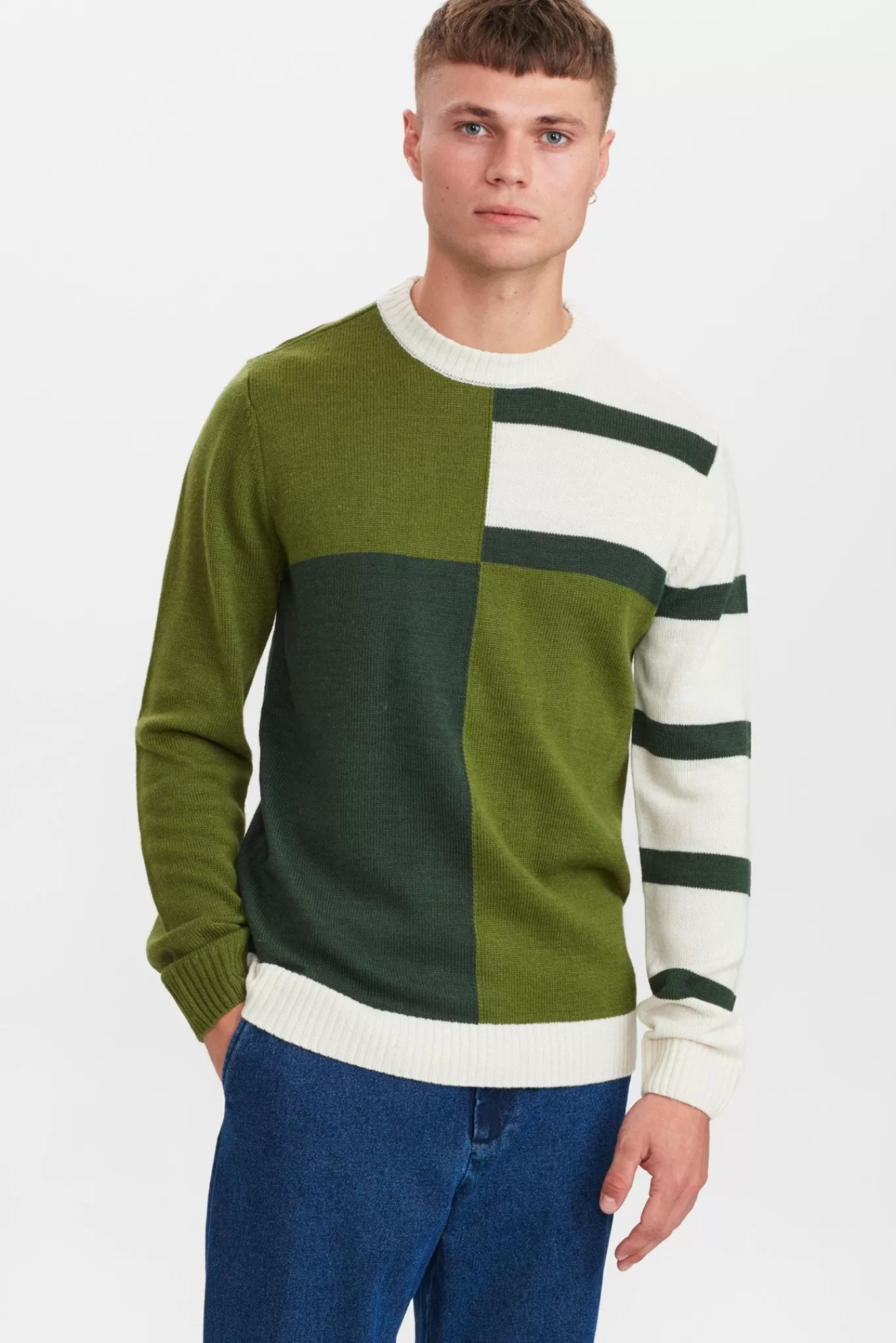 Anerkjendt Knits<Aksune Merino Block Knit - Deep Forrest