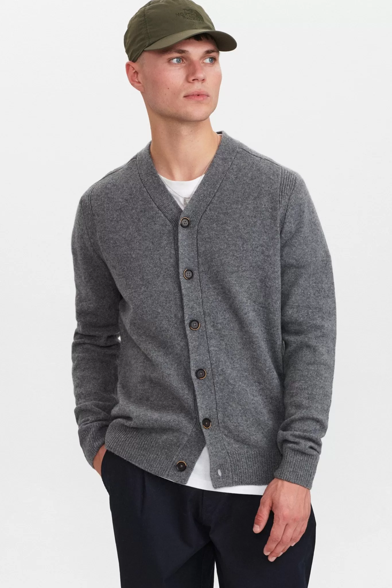 Anerkjendt Knits<Aksvend Lambswool Cardigan Knit - Granit Grey Mel